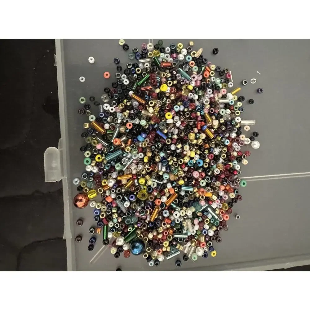 1LB Lot of Loose Mixed Multicolor Glass Seed Beads & Bugle Beads New
